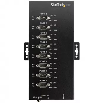 StarTech.com 8 prievadų serijinis USB centras – USB 2.0 į RS232/RS485/RS422 adapteris, IP30, metalinis, bėgio montavimui, 15kV ESD apsauga