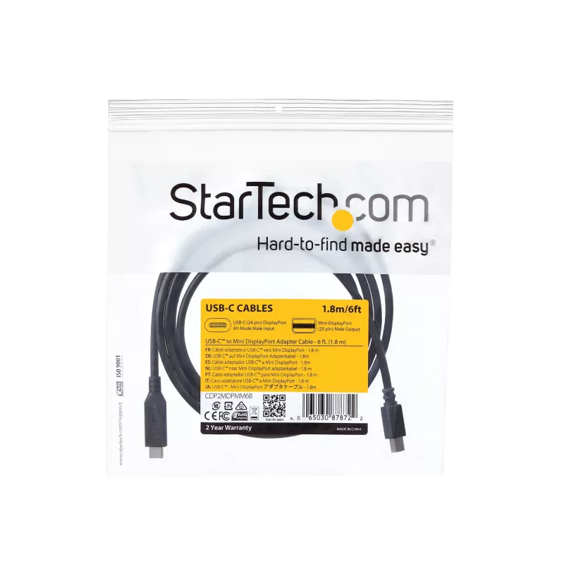 StarTech.com USB-C į Mini DisplayPort laidas, 1,8 m, 4K 60Hz, juodas