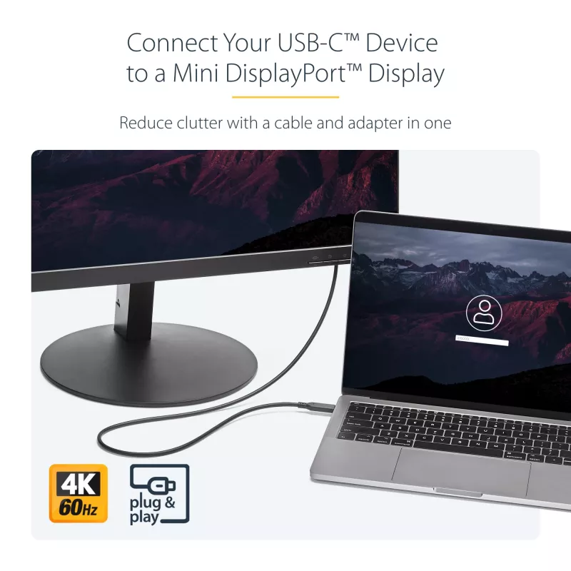 StarTech.com USB-C į Mini DisplayPort laidas, 1,8 m, 4K 60Hz, juodas