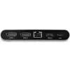 StarTech.com USB-C dokas - 4K dviejų monitorių DisplayPort - Mini nešiojamojo kompiuterio dokavimo stotelė - 100W Power Delivery perdavimas - GbE, 2 prievadų USB-A šakotuvas - USB Type-C kelių prievadų adapteris - 3,3 pėdų kabelis