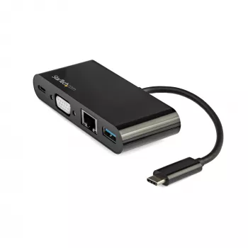 StarTech.com USB-C kelių prievadų adapteris - Mini USB-C dokas su VGA 1080p vaizdu, 60W galios perdavimu, USB 3.1 Gen 1 Type-A 5Gbps, Gigabit Ethernet - Doko stotelė