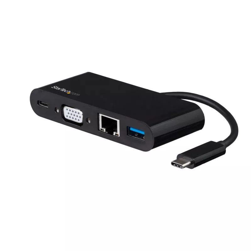 StarTech.com USB-C kelių prievadų adapteris - Mini USB-C dokas su VGA 1080p vaizdu, 60W galios perdavimu, USB 3.1 Gen 1 Type-A 5Gbps, Gigabit Ethernet - Doko stotelė