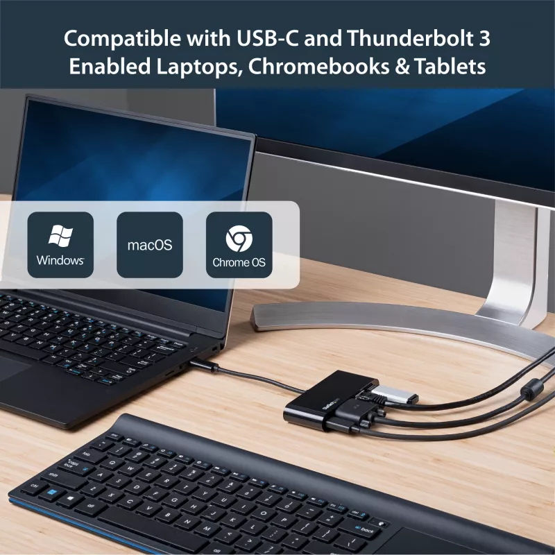 StarTech.com USB-C kelių prievadų adapteris - Mini USB-C dokas su VGA 1080p vaizdu, 60W galios perdavimu, USB 3.1 Gen 1 Type-A 5Gbps, Gigabit Ethernet - Doko stotelė