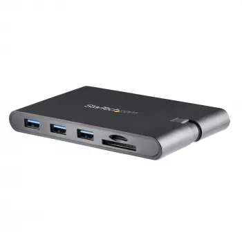 StarTech.com USB-C kelių prievadų adapteris - USB Type-C mini dokas su HDMI 4K arba VGA 1080p vaizdu - 100W Power Delivery perdavimas, 3 prievadų USB 3.0 šakotuvas, GbE, SD ir MicroSD - nešiojamojo kompiuterio kelioninis dokas