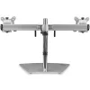 StarTech.com Dviejų monitorių stovas – ergonominis laisvai pastatomas dviejų monitorių stalinis stovas dviem 24 colių VESA monitoriams – sinchroninis aukščio reguliavimas – dvigubas strypinis monitorių stovas – sidabrinis
