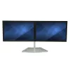 StarTech.com Dviejų monitorių stovas – ergonominis laisvai pastatomas dviejų monitorių stalinis stovas dviem 24 colių VESA monitoriams – sinchroninis aukščio reguliavimas – dvigubas strypinis monitorių stovas – sidabrinis