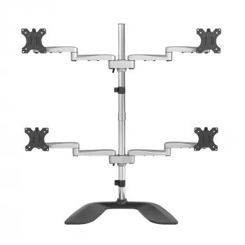 StarTech.com ARMQUADSS keturių monitorių stovas – ergonominis VESA laikiklis 4 monitoriams (2x2) iki 32 colių – laisvai pastatomas, reguliuojamo aukščio/pakreipimo/pasukimo/sukimo – sidabrinis