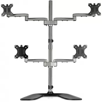 StarTech.com ARMQUADSS keturių monitorių stovas – ergonominis VESA laikiklis 4 monitoriams (2x2) iki 32 colių – laisvai pastatomas, reguliuojamo aukščio/pakreipimo/pasukimo/sukimo – sidabrinis