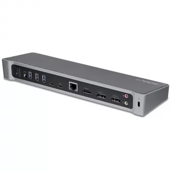 StarTech.com 4K USB-C dokų stotelė, trys UHD 4K monitoriai, Mac ir Windows, USB C į HDMI ir DisplayPort, 100 W galios tiekimas, 5x USB 5Gbps šakotuvas - TAA