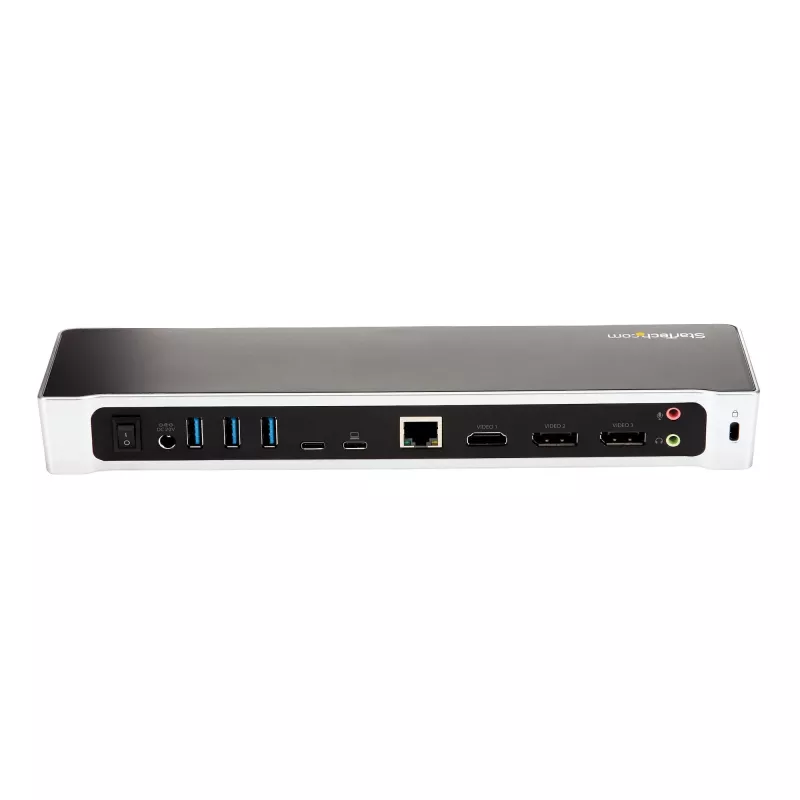 StarTech.com 4K USB-C dokų stotelė, trys UHD 4K monitoriai, Mac ir Windows, USB C į HDMI ir DisplayPort, 100 W galios tiekimas, 5x USB 5Gbps šakotuvas - TAA