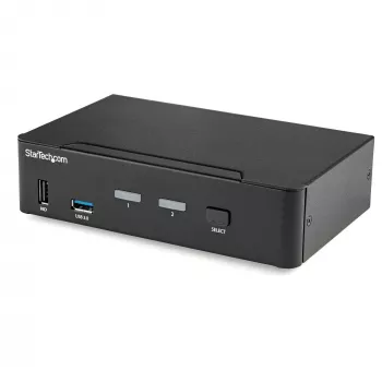 StarTech.com 2 prievadų DisplayPort KVM jungiklis - 4K 60Hz - vienas ekranas - dviejų prievadų UHD DP 1.2 USB KVM jungiklis su integruotu USB 3.0 šakotuvu ir garsu - Dell HP Apple Lenovo - TAA atitiktis