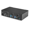 StarTech.com 2 prievadų DisplayPort KVM jungiklis - 4K 60Hz - vienas ekranas - dviejų prievadų UHD DP 1.2 USB KVM jungiklis su integruotu USB 3.0 šakotuvu ir garsu - Dell HP Apple Lenovo - TAA atitiktis