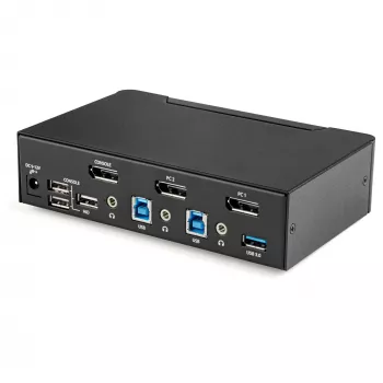 StarTech.com 2 prievadų DisplayPort KVM jungiklis - 4K 60Hz - vienas ekranas - dviejų prievadų UHD DP 1.2 USB KVM jungiklis su integruotu USB 3.0 šakotuvu ir garsu - Dell HP Apple Lenovo - TAA atitiktis