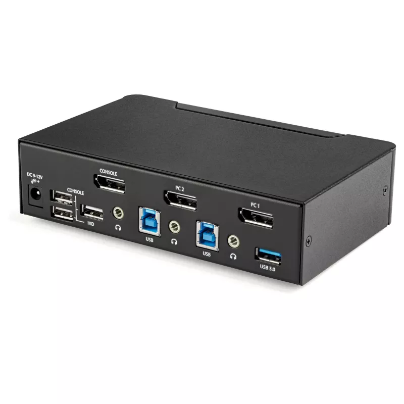 StarTech.com 2 prievadų DisplayPort KVM jungiklis - 4K 60Hz - vienas ekranas - dviejų prievadų UHD DP 1.2 USB KVM jungiklis su integruotu USB 3.0 šakotuvu ir garsu - Dell HP Apple Lenovo - TAA atitiktis