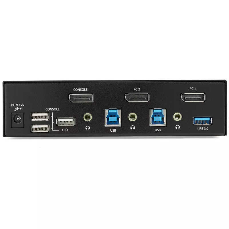 StarTech.com 2 prievadų DisplayPort KVM jungiklis - 4K 60Hz - vienas ekranas - dviejų prievadų UHD DP 1.2 USB KVM jungiklis su integruotu USB 3.0 šakotuvu ir garsu - Dell HP Apple Lenovo - TAA atitiktis