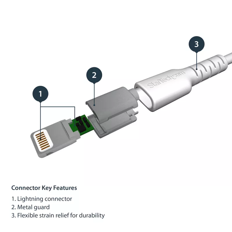 StarTech.com 2m USB-A į Lightning laidas, baltas, armuotas aramidiniu pluoštu