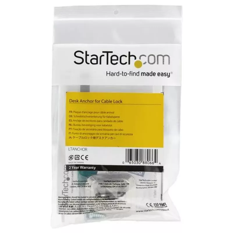 StarTech.com LTANCHOR – Stalo tvirtinimo inkaras nešiojamam kompiuteriui, cinko lydinys, sidabrinis, 1 vnt.