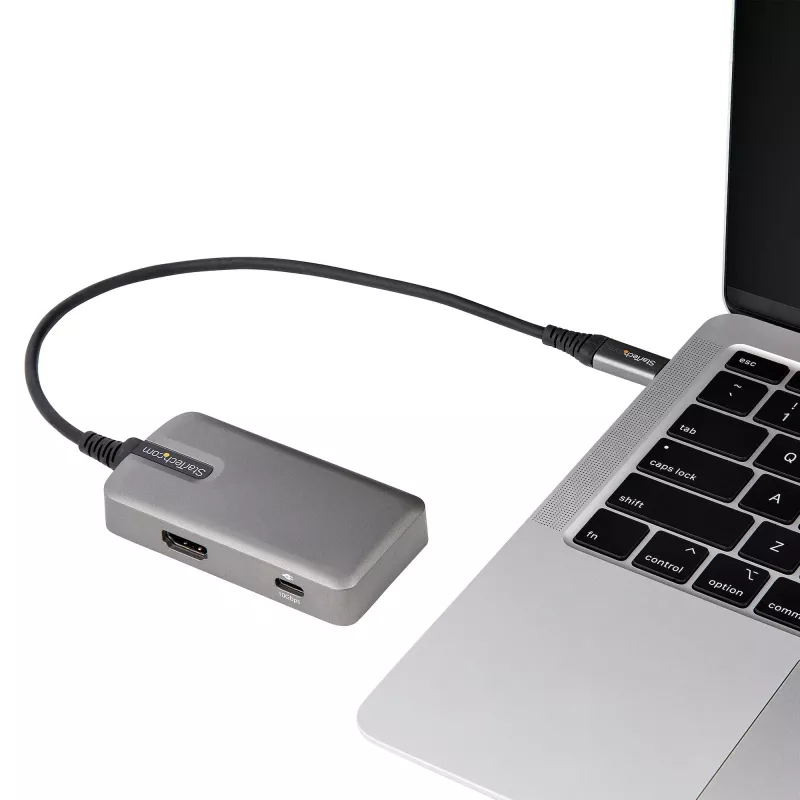 StarTech.com USB-C multiport adapteris - USB-C į 4K 60Hz HDMI 2.0, 100W Power Delivery perdavimas - 3 prievadų 10Gbps USB šakotuvas - Nešiojama USB Type-C mini dokų stotelė - 25 cm laidas
