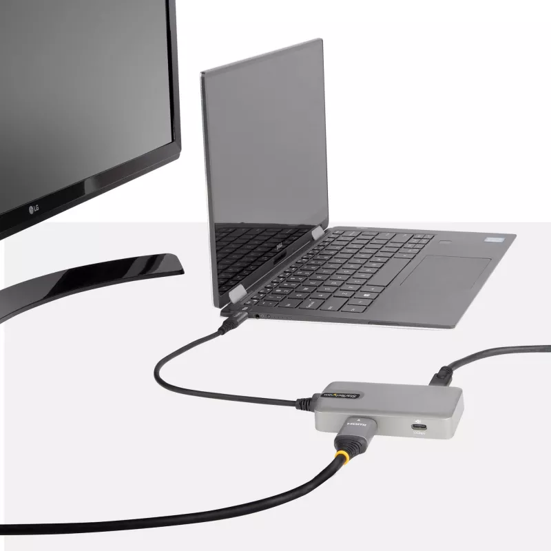 StarTech.com USB-C multiport adapteris - USB-C į 4K 60Hz HDMI 2.0, 100W Power Delivery perdavimas - 3 prievadų 10Gbps USB šakotuvas - Nešiojama USB Type-C mini dokų stotelė - 25 cm laidas