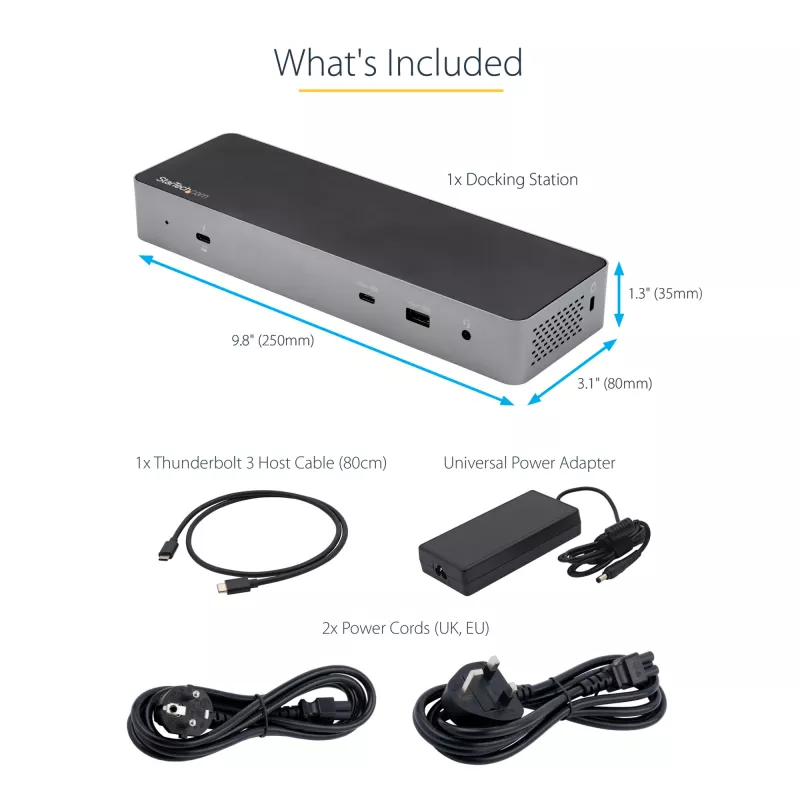 StarTech.com USB-C dokavimo stotelė, skirta MacBook Pro/Air M1/M2/M3/M4, suderinama su Thunderbolt, HDMI/DisplayPort, dviguba 4K 60Hz / viena 8K, USB Type-C, 96W galios tiekimas, USB 10Gbps