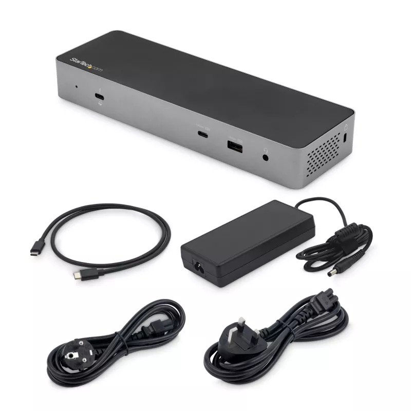 StarTech.com USB-C dokavimo stotelė, skirta MacBook Pro/Air M1/M2/M3/M4, suderinama su Thunderbolt, HDMI/DisplayPort, dviguba 4K 60Hz / viena 8K, USB Type-C, 96W galios tiekimas, USB 10Gbps