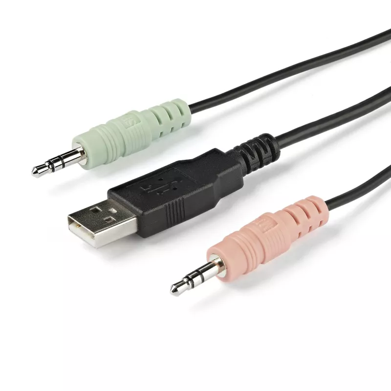 StarTech.com SV211HDUA4K 2 prievadų HDMI KVM jungiklis - 4K 60Hz - kompaktiškas dviejų prievadų UHD/Ultra HD USB stalinis KVM jungiklis su integruotais 1,2 m kabeliais ir garsu - maitinamas per USB - nuotolinis perjungimas - MacBook ThinkPad