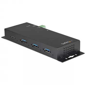 StarTech.com 4 prievadų USB C stotelė 10Gbps - Metalinė pramoninė USB Type-C stotelė su 3xUSB-A ir 1xUSB-C - ESD ir viršįtampio apsauga - USB-C arba USB-A pagrindinis - su maitinimu, montuojama USB 3.2 Gen 2 stotelė