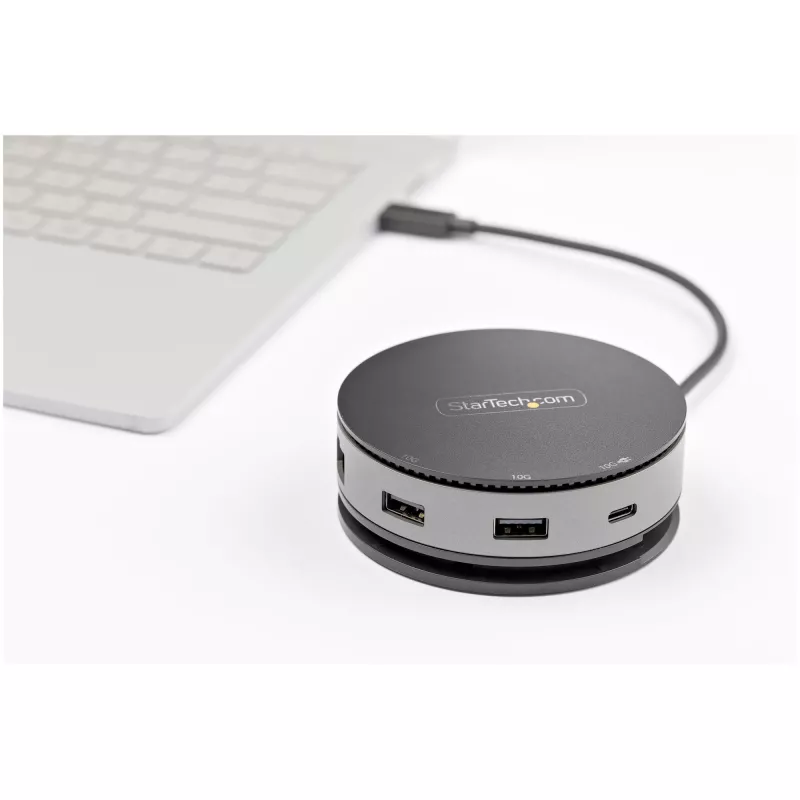 StarTech.com USB-C kelių prievadų adapteris – USB 3.1 Gen 2 10Gbps Type-C mini dokas su 4K 60Hz HDMI/DisplayPort arba 1080p VGA, 75W PD perdavimu, 3 prievadų USB šakotuvu, GbE – mobilioji stotelė