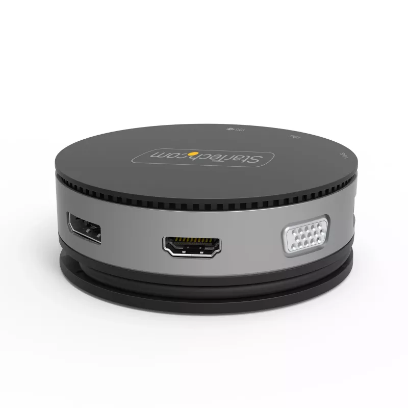 StarTech.com USB-C kelių prievadų adapteris – USB 3.1 Gen 2 10Gbps Type-C mini dokas su 4K 60Hz HDMI/DisplayPort arba 1080p VGA, 75W PD perdavimu, 3 prievadų USB šakotuvu, GbE – mobilioji stotelė
