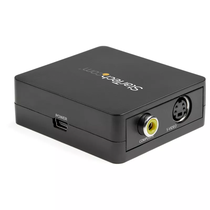 Konverteris VGA į RCA ir S-Video StarTech.com – USB maitinimas, aktyvus vaizdo keitiklis, juodos spalvos, CE, FCC, REACH, 1920 x 1080 pikselių, 640 x 480, 1920 x 1080 pikselių, 60 Hz