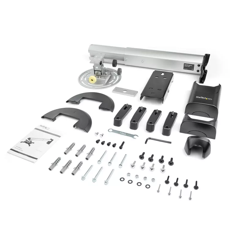 StarTech.com Universalus projektoriaus laikiklis ant sienos – trumpo ir itin trumpo fokusavimo projektoriams iki 15 kg – pakreipimas/pasukimas/rotacija – reguliuojamas atstumas nuo sienos 420–705 mm – TAA