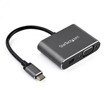 StarTech.com USB-C kelių prievadų vaizdo adapteris – USB-C į 4K 60Hz Mini DisplayPort 1.2 arba 1080p VGA monitoriaus adapteris – USB Type-C 2-in-1 MDP HBR2 HDR/VGA ekrano keitiklis – TB3 suderinamas