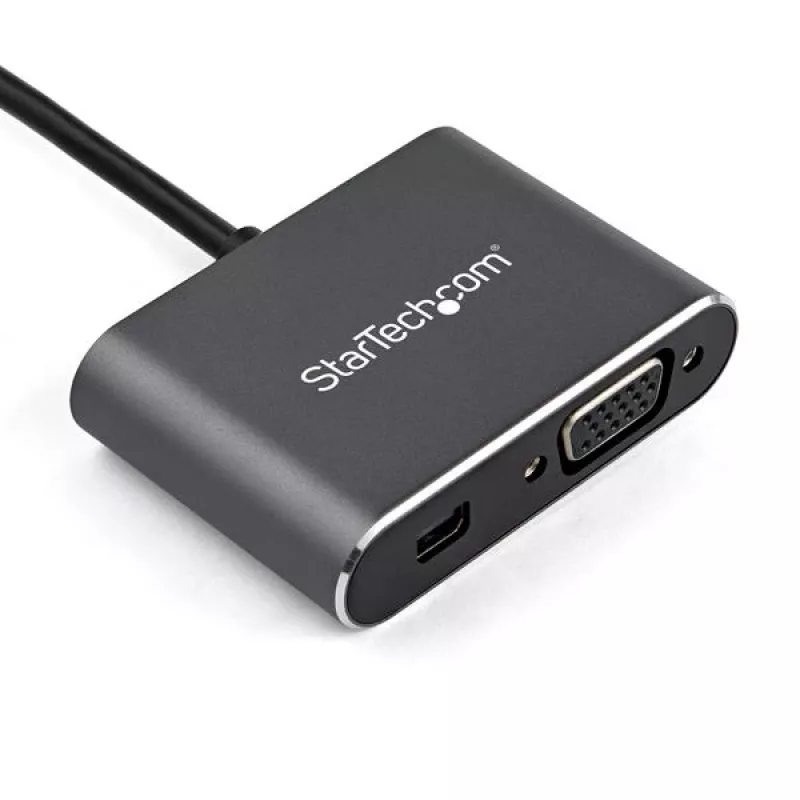 StarTech.com USB-C kelių prievadų vaizdo adapteris – USB-C į 4K 60Hz Mini DisplayPort 1.2 arba 1080p VGA monitoriaus adapteris – USB Type-C 2-in-1 MDP HBR2 HDR/VGA ekrano keitiklis – TB3 suderinamas