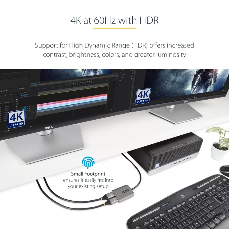 StarTech.com DP į dvigubą HDMI MST HUB - Du HDMI 4K 60Hz - DisplayPort kelių monitorių adapteris su 30cm kabeliu - DP 1.4 Multi Stream Transport Hub, DSC | HBR3 - DP į HDMI skirstytuvas
