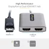 StarTech.com DP į dvigubą HDMI MST HUB - Du HDMI 4K 60Hz - DisplayPort kelių monitorių adapteris su 30cm kabeliu - DP 1.4 Multi Stream Transport Hub, DSC | HBR3 - DP į HDMI skirstytuvas
