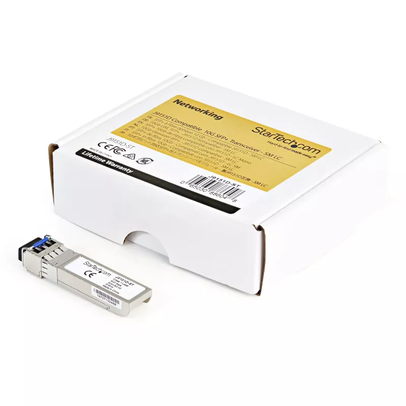 StarTech.com HPE J9151D suderinamas SFP+ modulis - 10GBASE-LR - 10GbE vienmodis šviesolaidinis siųstuvas-imtuvas - 10GE gigabitinis Ethernet SFP+ - LC 10km - 1310nm - DDM HPE 2540, 2920, 2930M