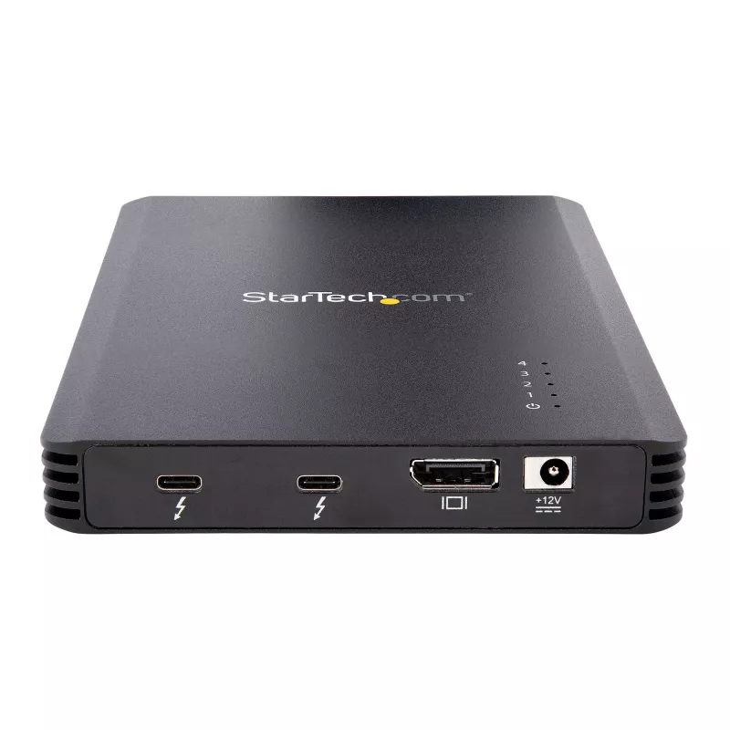 StarTech.com 4 Bay Thunderbolt 3 NVMe korpusas, M.2 NVMe SSD diskams, 1x DisplayPort vaizdo / 2x TB3 išvesties prievadai, 40Gbps, 72W maitinimo blokas, išorinis kietojo disko korpusas