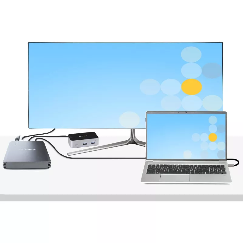 StarTech.com 4 Bay Thunderbolt 3 NVMe korpusas, M.2 NVMe SSD diskams, 1x DisplayPort vaizdo / 2x TB3 išvesties prievadai, 40Gbps, 72W maitinimo blokas, išorinis kietojo disko korpusas