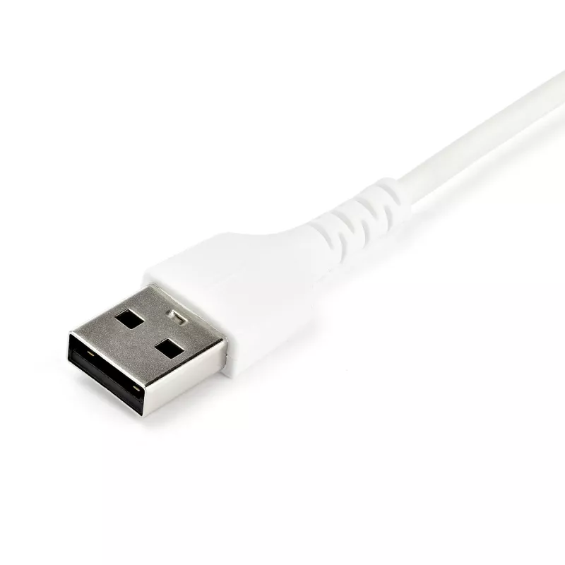 StarTech.com 2m USB A į USB C įkrovimo laidas – patvarus greitam įkrovimui ir sinchronizavimui USB 2.0 į USB Type C duomenų laidas – tvirtas TPE apvalkalas, aramido pluoštas, M/M, 3A, baltas