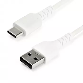 StarTech.com 1 m USB-A į USB-C įkrovimo laidas – patvarus greitas įkrovimas ir sinchronizavimas USB 2.0 į USB Type C duomenų laidas – tvirtas TPE apvalkalas, aramidinis pluoštas, M/M, 3 A, baltas
