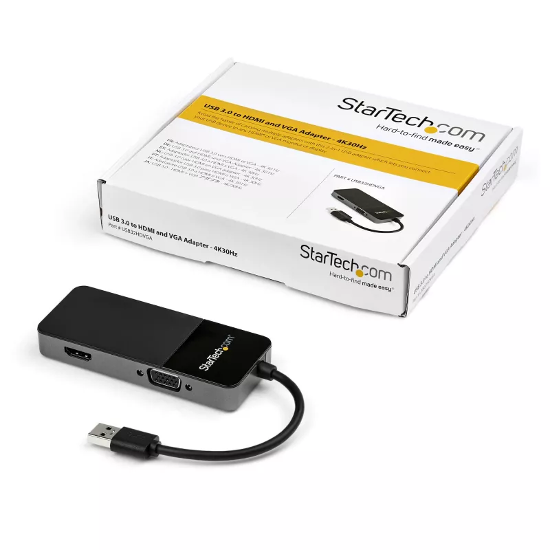 StarTech.com USB 3.0 į HDMI ir VGA adapteris – 4K/1080p USB Type-A dviejų monitorių multiport adapteris – išorinė vaizdo plokštė keliems ekranams