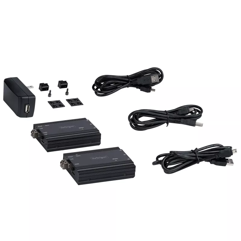 StarTech.com 4K HDMI KVM ilgintuvas per šviesolaidį - HDMI vaizdo ir USB nuotolinis KVM jungiklis/konsolės ilgintuvas - iki 300 m (daugiamodis) - 2x 10G MMF SFP+ moduliai - KVM ilginimo rinkinys (TX/RX)