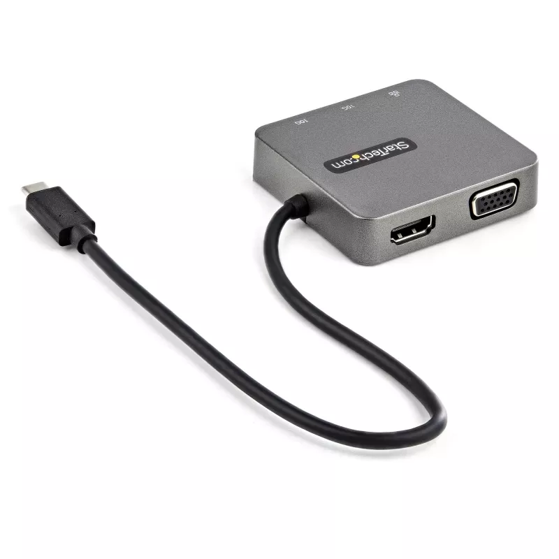 StarTech.com USB-C kelių prievadų adapteris – USB 3.1 Gen 2 Type-C mini dokas – USB-C į 4K HDMI arba 1080p VGA vaizdą – 10Gbps USB-A, USB-C, GbE – nešiojamas kelioninis nešiojamojo kompiuterio dokas – veikia su Thunderbolt 3