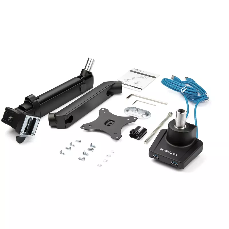 StarTech.com stalinis monitoriaus laikiklis su 2x USB 3.0 prievadais, plonas viso judesio vieno monitoriaus tvirtinimas, iki 34 colių (8 kg) VESA, spaustuvinis/įleidžiamas montavimas, mechaninė spyruoklė