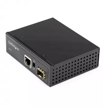StarTech.com IMC1GSFP60W Pramoninis PoE+ šviesolaidžio į Ethernet medijos keitiklis 60W – SFP į RJ45 – vienmodis/daugiamodis šviesolaidis į varinį Gigabit Ethernet – kompaktiškas dydis – IP30 – -40 iki +75°C
