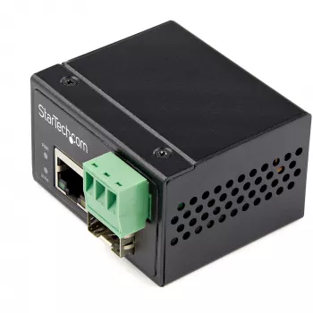 Pramoninis šviesolaidžio į Ethernet medijos keitiklis StarTech.com – 100Mbps SFP į RJ45/Cat6 – vienmodis/daugiamodis – 12-56V DC – IP30 – -40 iki +75°C