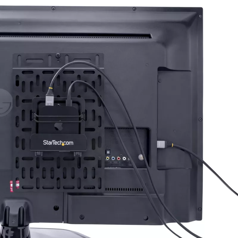 StarTech.com Universalus TV priedų laikiklis - reguliuojamas TV ir sieninis laikiklis - medijos leistuvams/ maršrutizatoriams/ modemams/ AV jungikliams ir plėstuvams/ Apple TV - paslėptas kabelinės dėžutės laikiklis už TV - 11 svarų (5 kg)