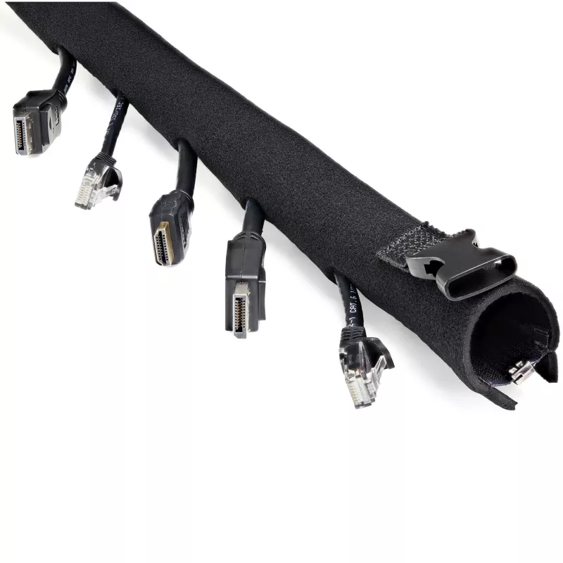 StarTech.com 1 m neopreninis kabelių sutvarkymo mova su užtrauktuku ir sagtimi – 3 cm skersmuo – juoda