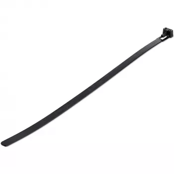StarTech.com daugkartiniai kabelių raiščiai 25 cm (10 colių) – 7 mm pločio, 65 mm ryšulio diametras, 22 kg tempimo stiprumas, atlaisvinami nailoniniai raiščiai, vidaus/lauko, 94V-2/UL sertifikuoti, 100 vnt. pakuotė – juodi