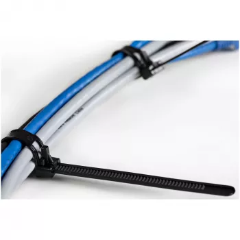 StarTech.com daugkartiniai kabelių raiščiai 25 cm (10 colių) – 7 mm pločio, 65 mm ryšulio diametras, 22 kg tempimo stiprumas, atlaisvinami nailoniniai raiščiai, vidaus/lauko, 94V-2/UL sertifikuoti, 100 vnt. pakuotė – juodi